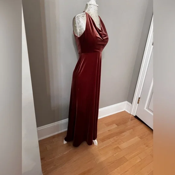 Jenny Yoo English Dusty Rose Sullivan Dress Size 0 Stretch Velvet - Picture 10 of 16